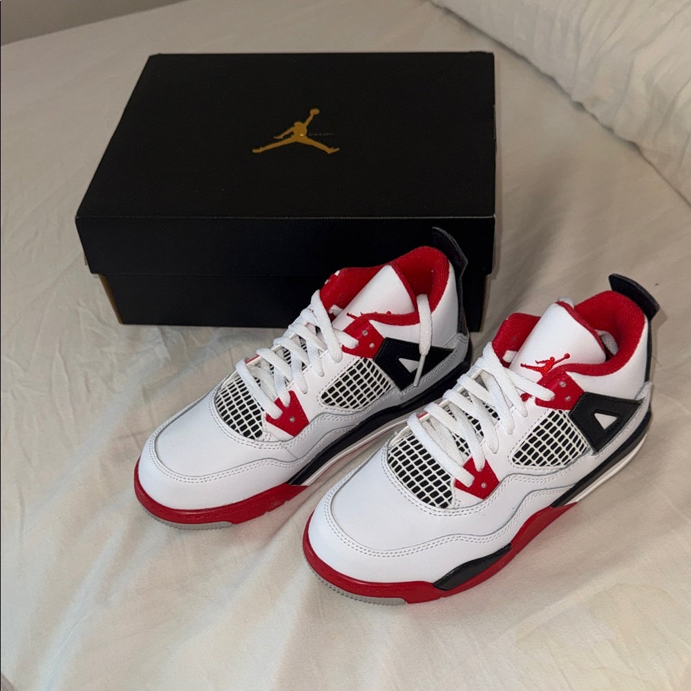 Jordan kids White, Red, and Black Sneakers